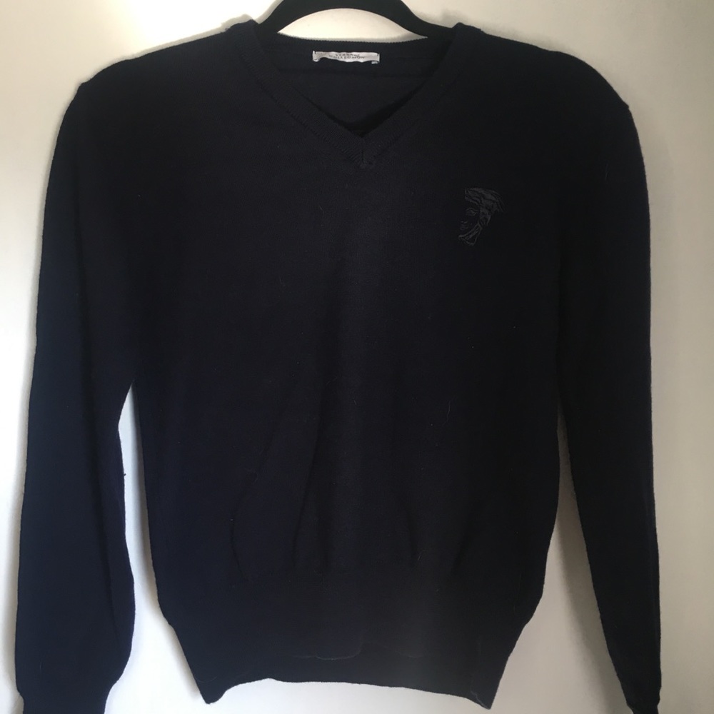 Gianni Versace blue V neck sweater
